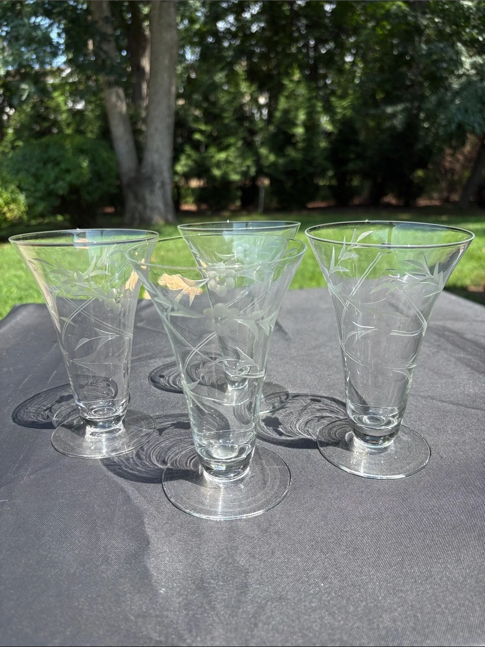 Clear Etched Glasses Set of 4
